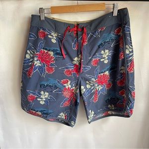Patagonia Mens Sz 34 Board Shorts Drawstring Zip Pocket Stretch Swim
